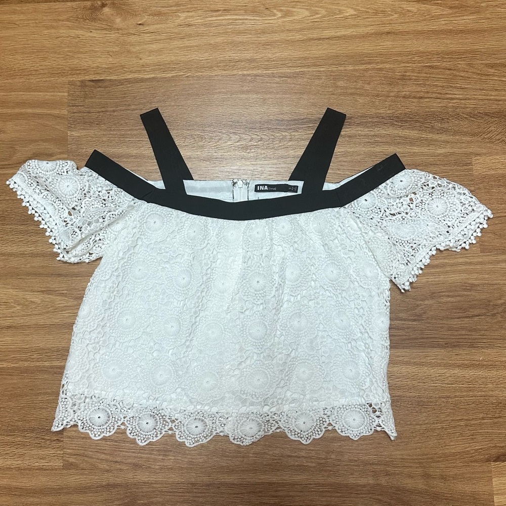 INA - Women’s White Lace Off-the-Shoulder Top Size S